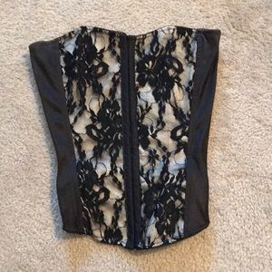 Hook front lace corset top